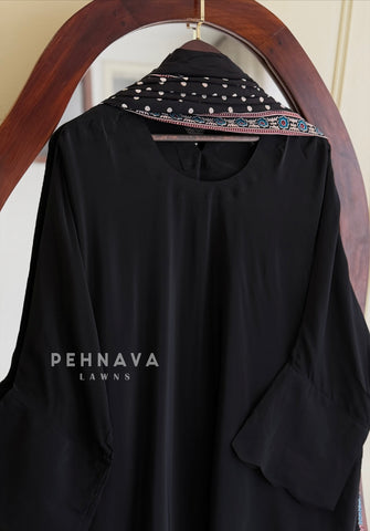 Ajrak Printed Dupatta Kaftan Suit Set