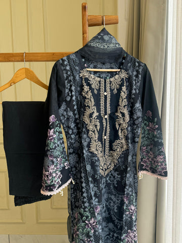 Cotton Casuals with Embroidered Dupatta-3909