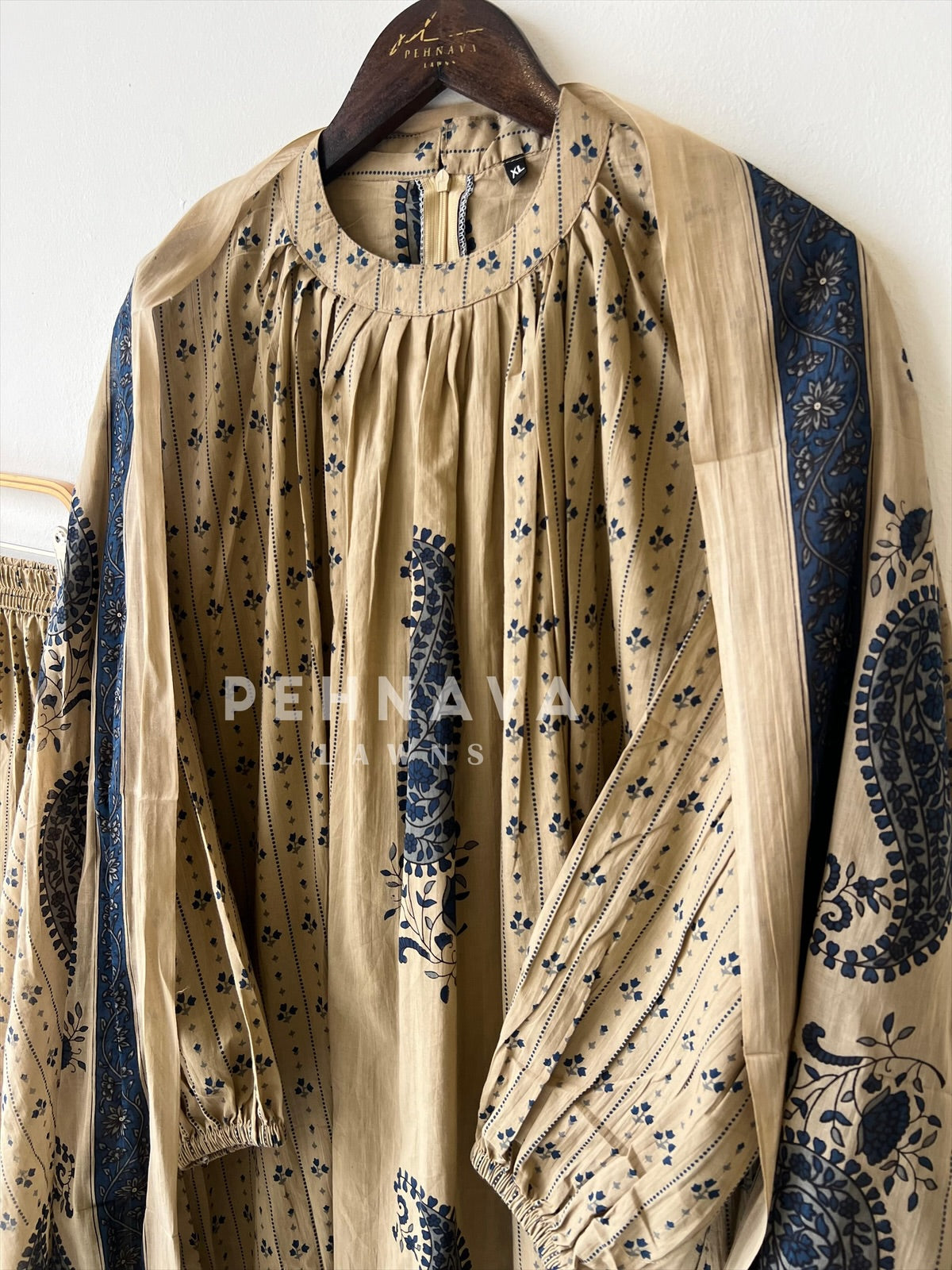 Cotton Paisley Print Three Piece Suit