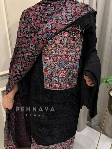 Velvet Touch Ajrakh Suit - Pehnava Lawns
