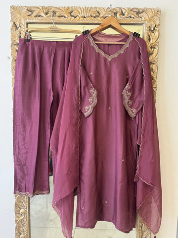 Premium  and elegant russian silk handworked suit-color options