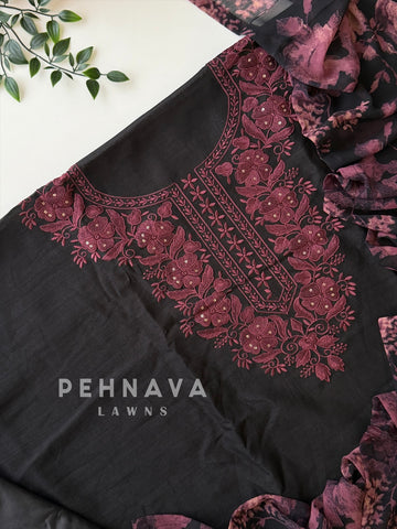 Floral Embroidered Unstitched Suit