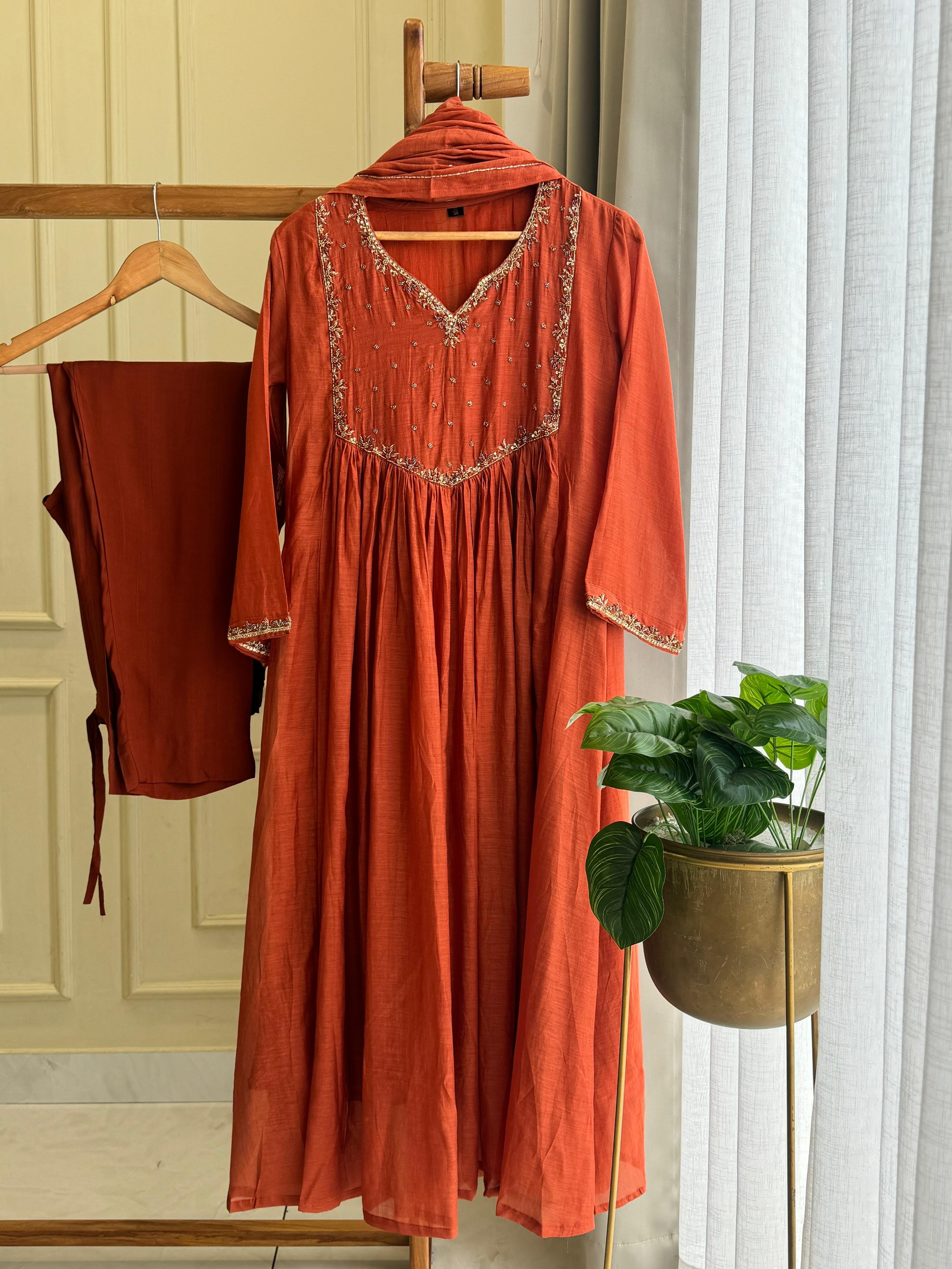 Pure Mul-chandheri Handworked Suit