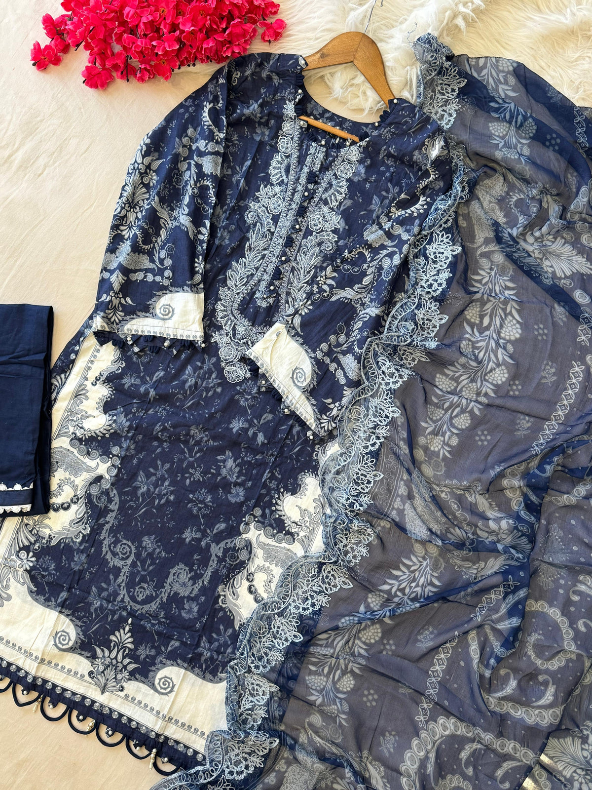 Navy Block Printed Pakistani Suit