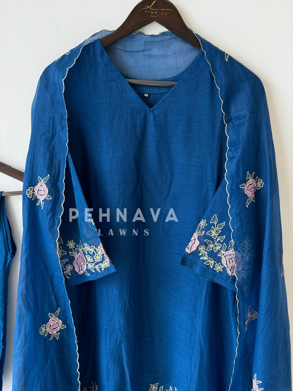 Chanderi Floral Embroidered Suit Set-4092