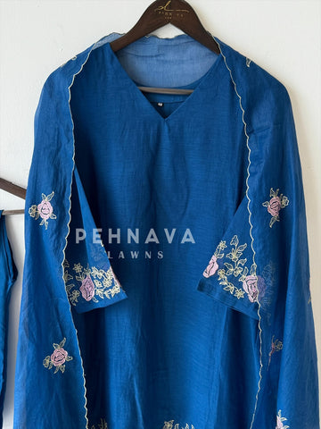 Chanderi Floral Embroidered Suit Set-4092