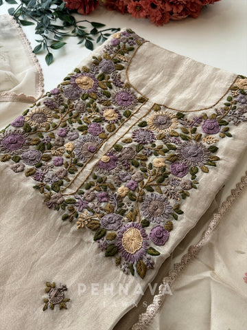 Premium Crushed Tissue Embroidered Unstitched Suit No.2 - Pehnava Lawns
