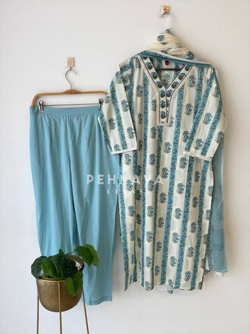 Floral Pattern Cotton Suit-4005/11082