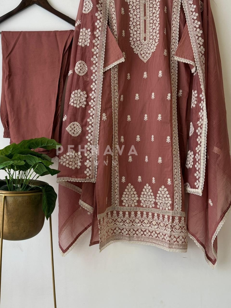 Premium Chanderi Embroidered Suit set-CC9