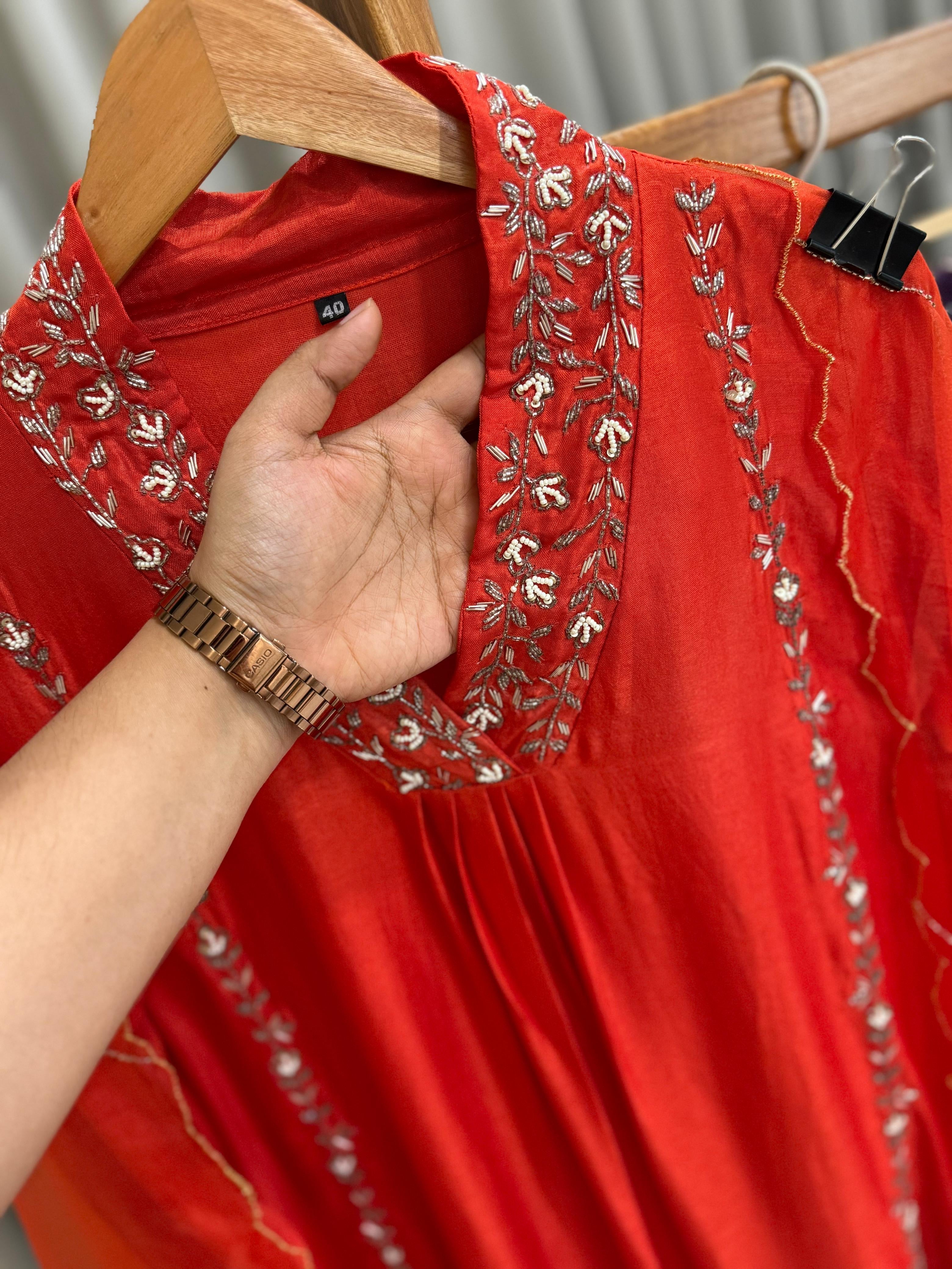 Dola silk  pleated A-line Anarkali suit