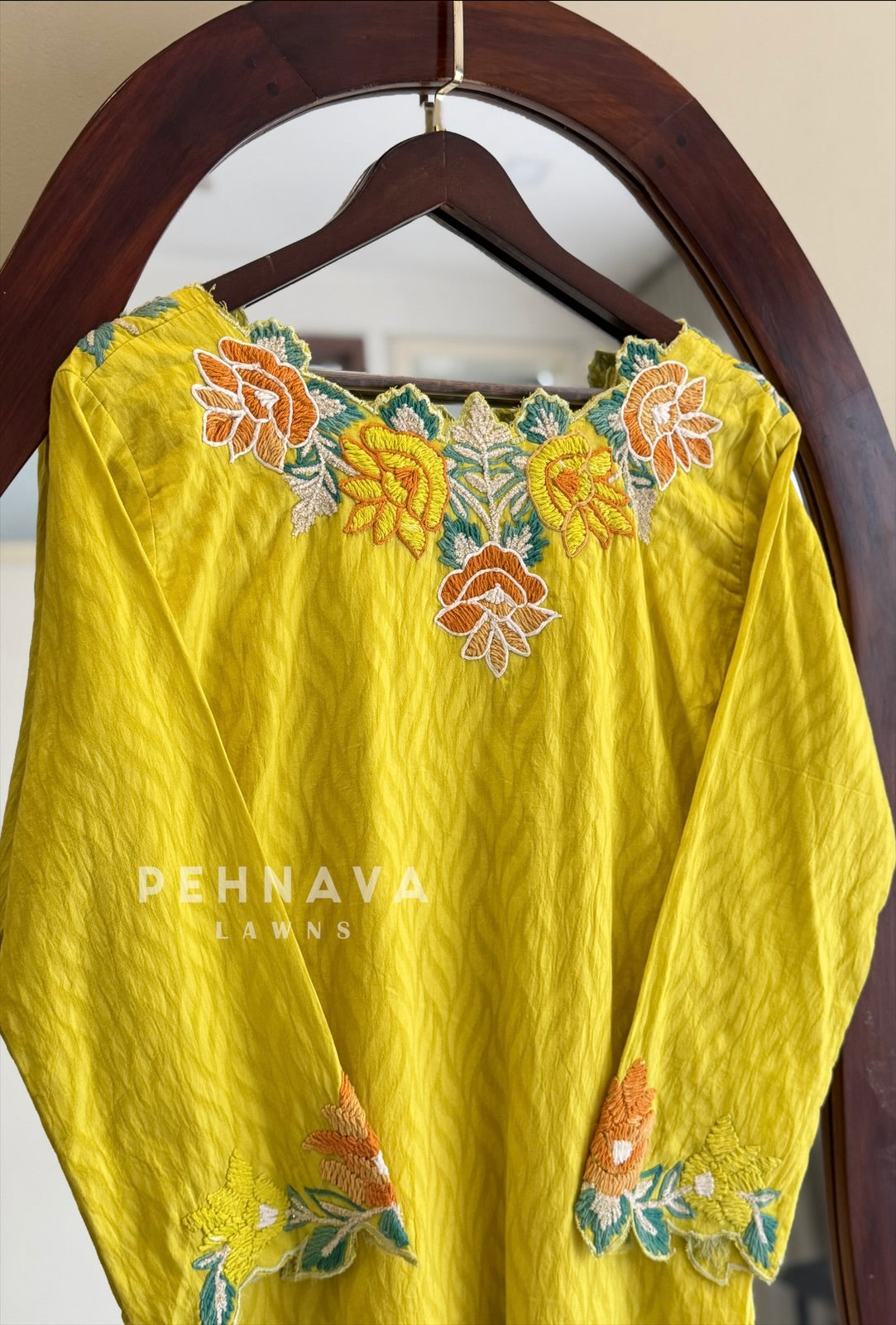 Floral Embroidered Yoke Suit Set