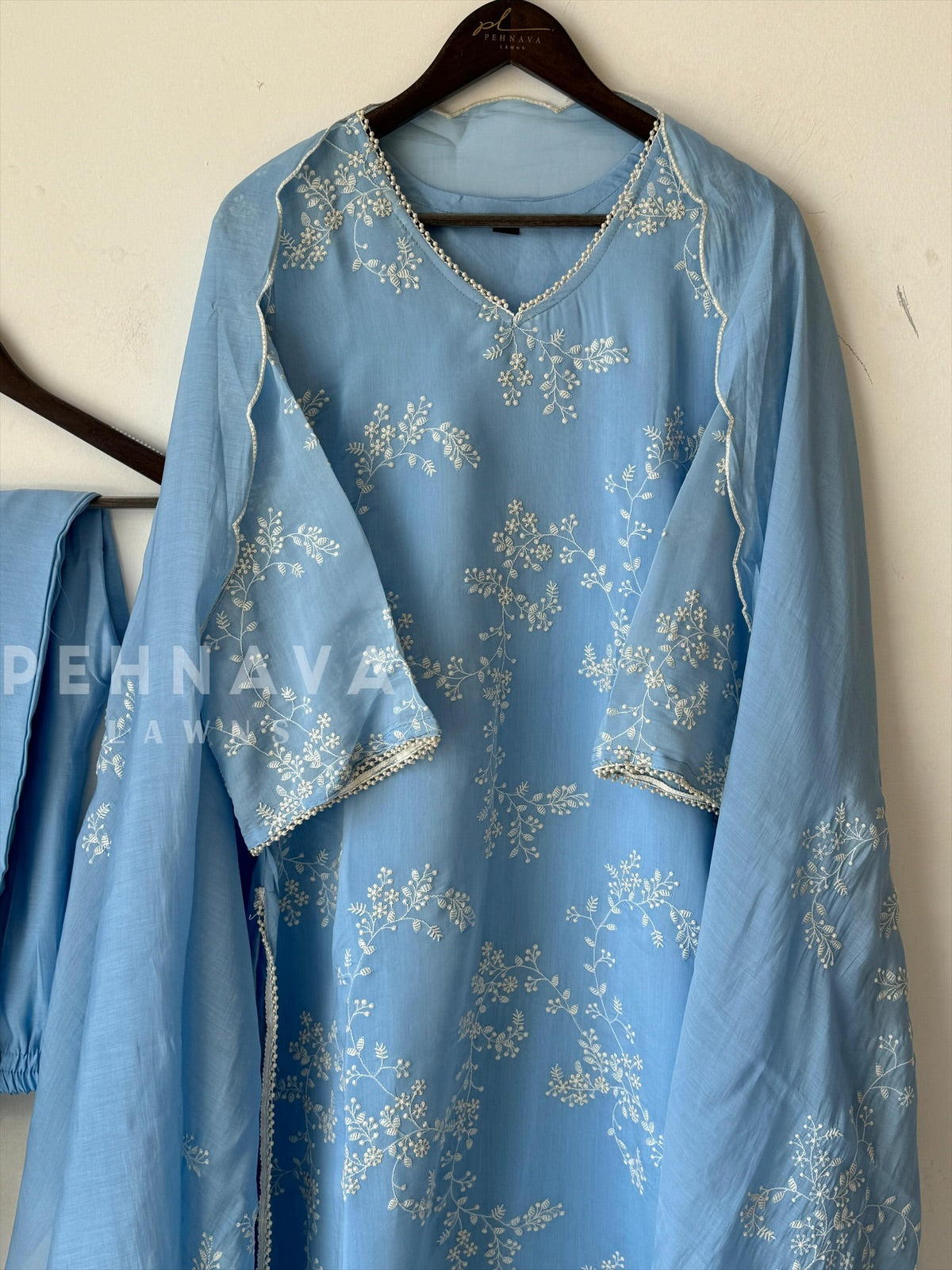 Elegant Embroidered Chanderi Suit-12818