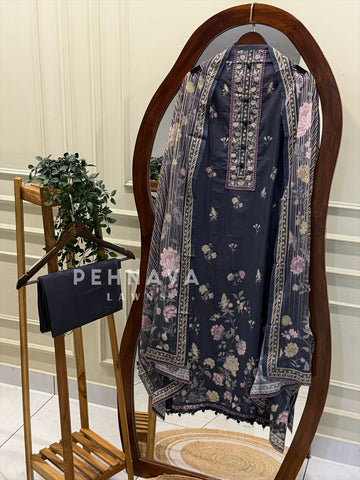 Floral Printed Unstitched Suit C-18