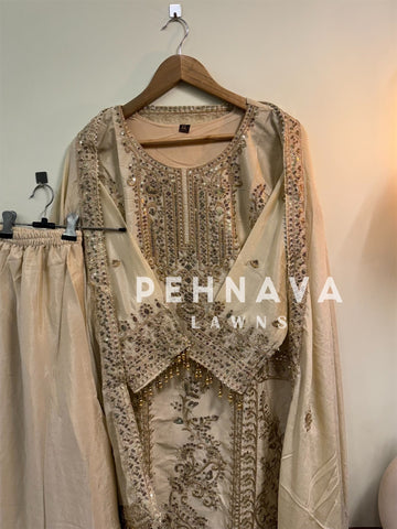 Chinnon embroidered ready to wear suit with wide palazzos