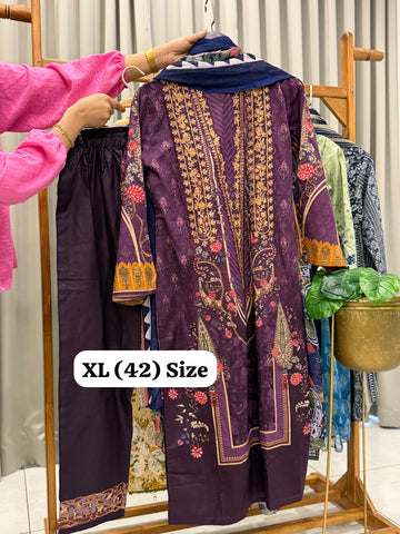 Signature Embroidered Three Piece Set