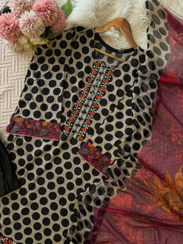New Polka Dot Printed Suit- 1291