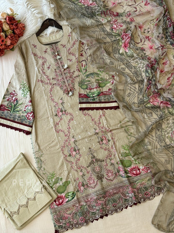 Floral Embroidered Cotton Suit -4111
