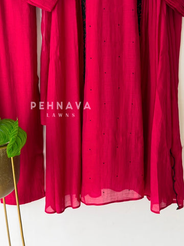 Magenta hand worked Three Piece Suit 1677