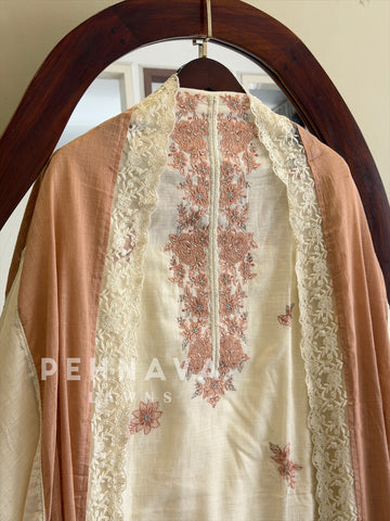 Floral Embroidered Linen Unstitched Suit L-90