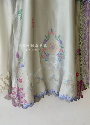 Scalloped Hem Floral Printed Suit Set J16161