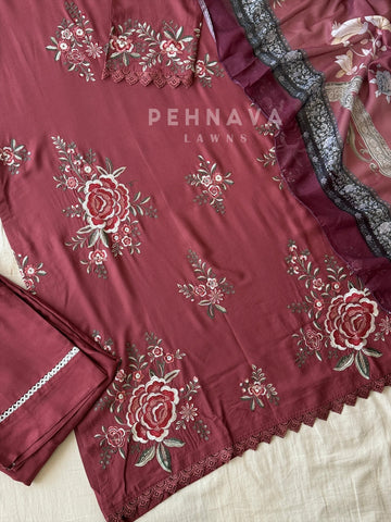 Rayon Suit with Cotton Dupatta-1536 B