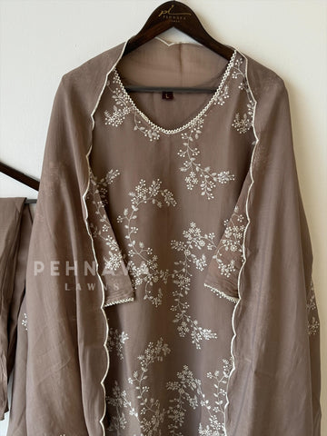 Elegant floral Embroidered Suit-12818