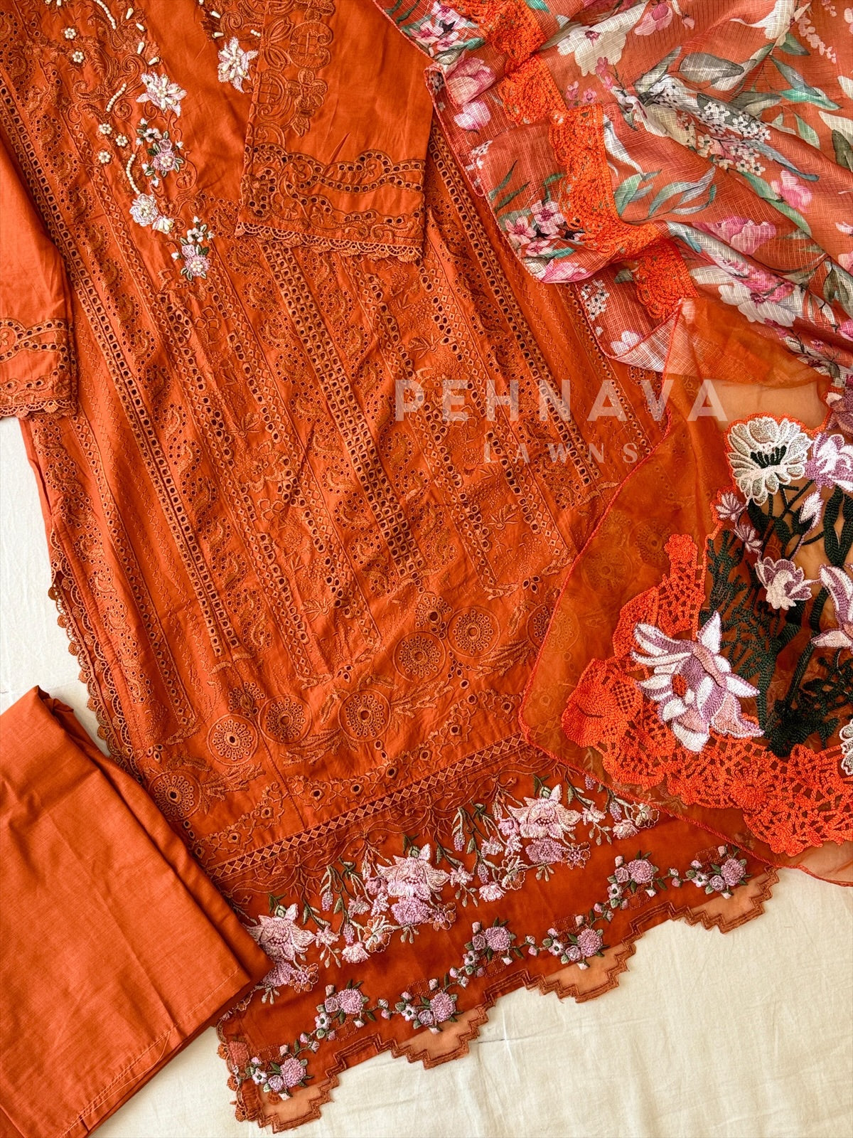 Cotton Lace Detail Suit 1263 - Pehnava Lawns
