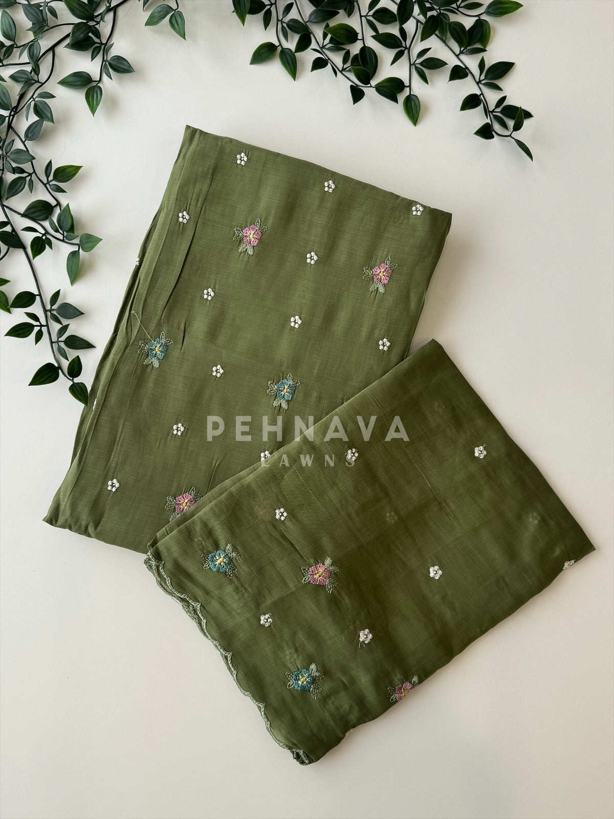 Chanderi Embroidered Suit-12713