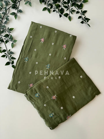 Chanderi Embroidered Suit-12713