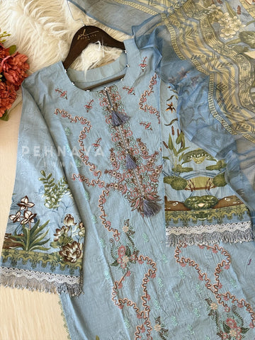 Floral Embroidered Cotton Suit -4105