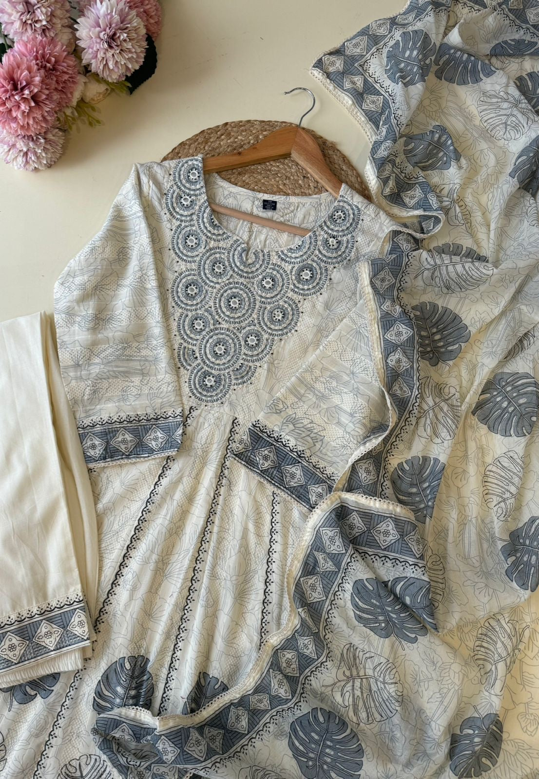 Pure cotton embroidered Anarakali suit