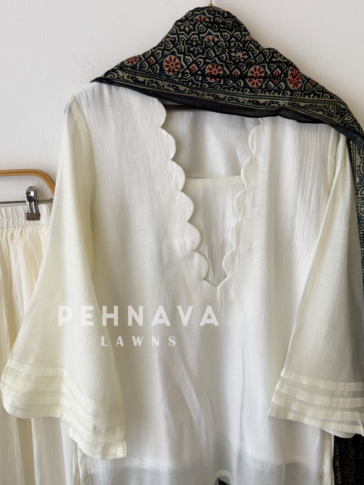 Farshi Shalwar Set with Ajrak Printed Dupatta