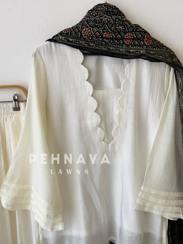 Farshi Shalwar Set with Ajrak Printed Dupatta