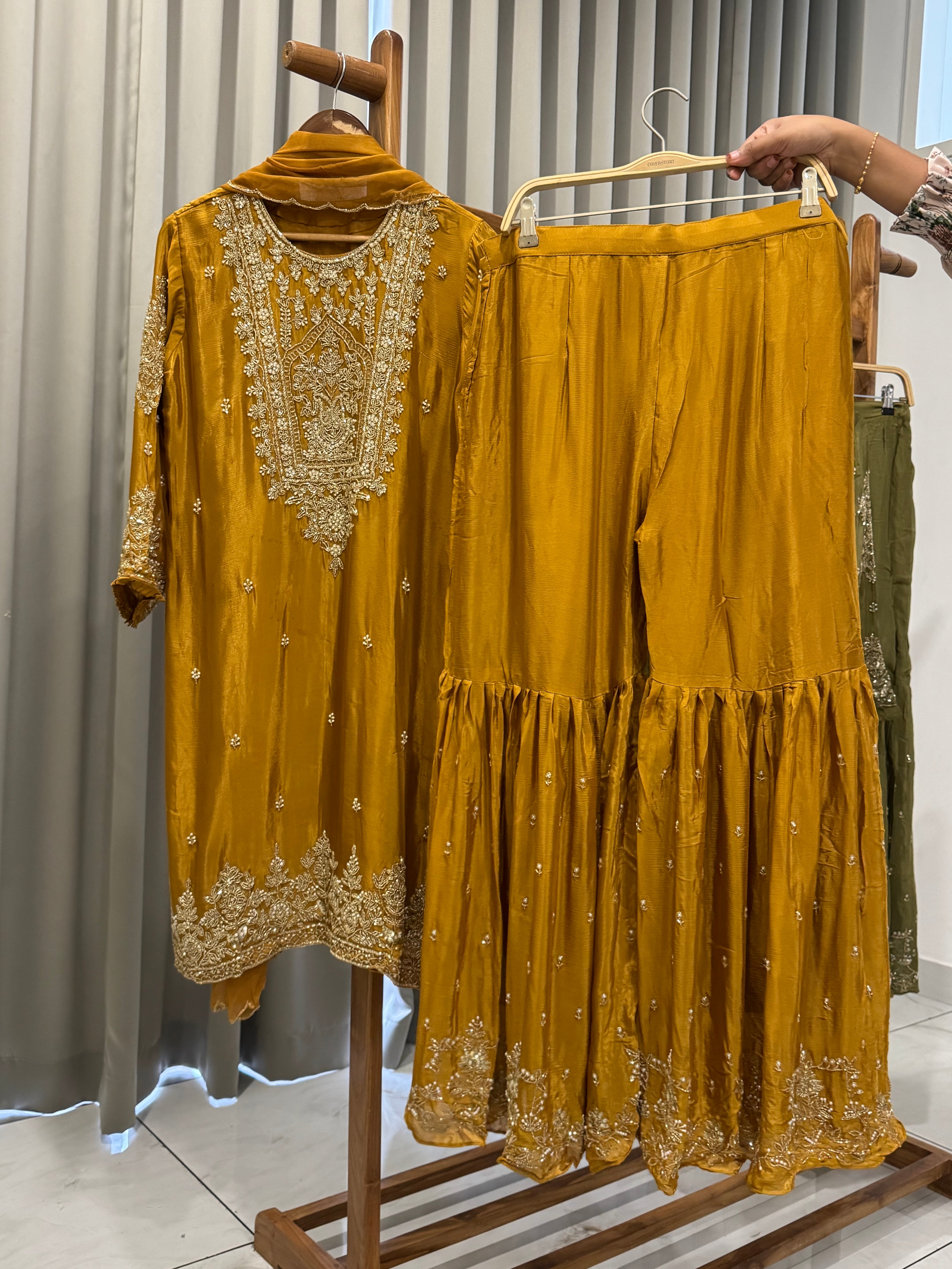 Heavily Handworked Sharara with Pure Chiffon Dupata-6789
