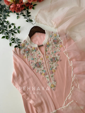 Premium Floral Beadwork Suit Set