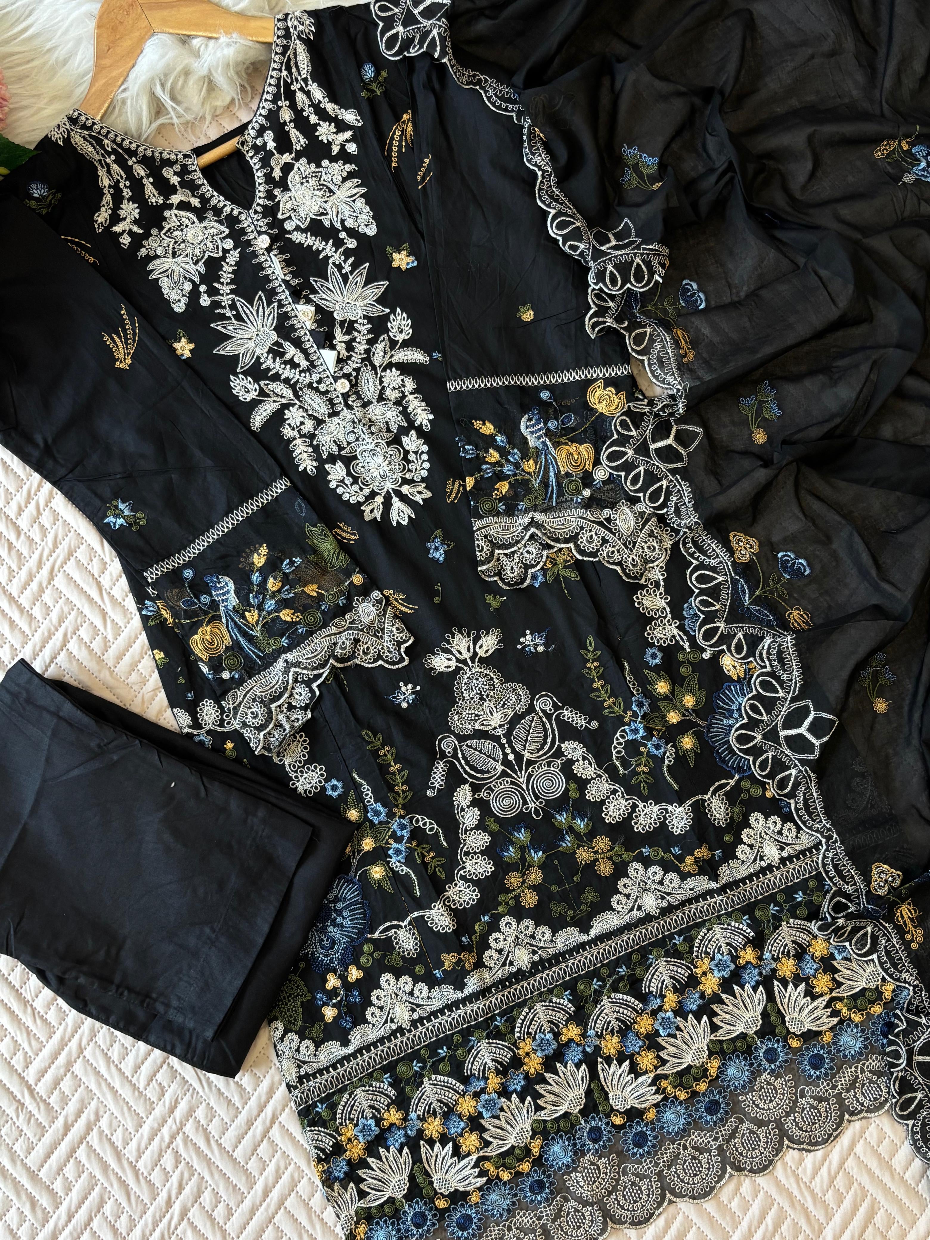 Cotton Embroidered Suit-2251