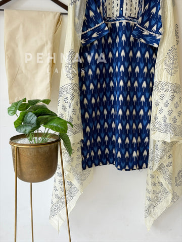 Cotton Printed Three Piece Suit-158