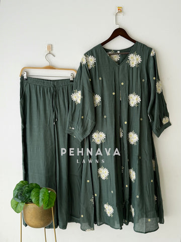Floral Embroidered Imported Suit-2303