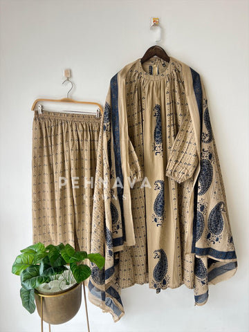 Cotton Paisley Print Three Piece Suit