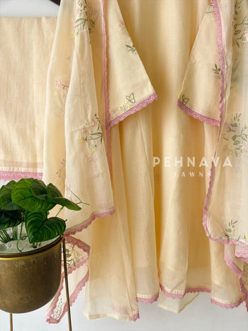 Lace-Trimmed Embroidered Suit-4139 - Pehnava Lawns