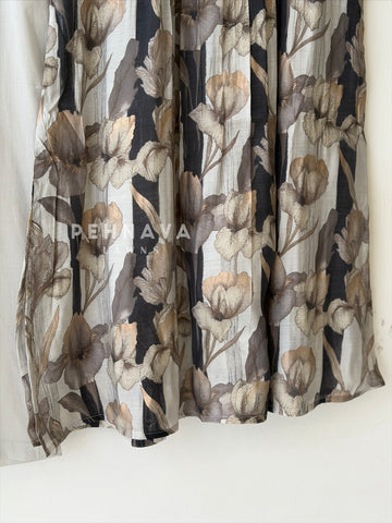Pleated Yoke Floral Printed Two Piece Set 2175