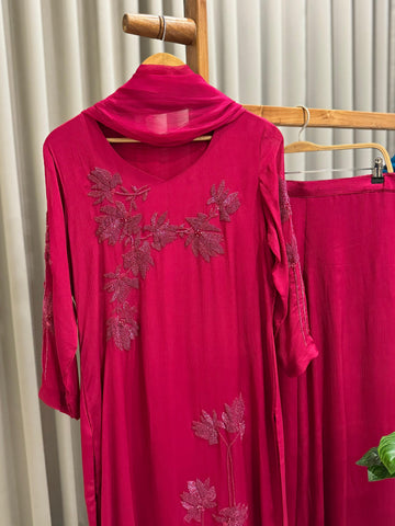 Floral Handworked Chinnon Salwar Kameez