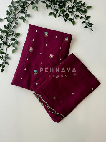 Chanderi Embroidered Suit-12713