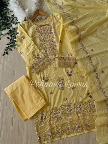 Cotton Suit Featuring embroidered dupatta-1064