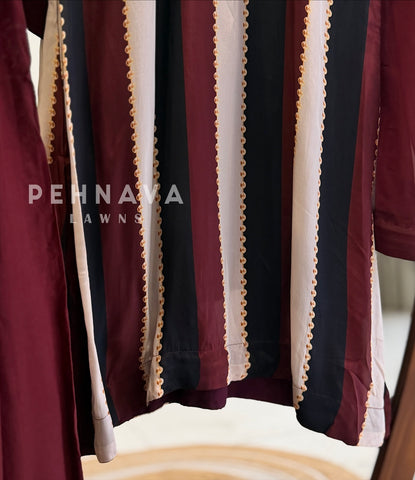 Striped Crepe Suit Set