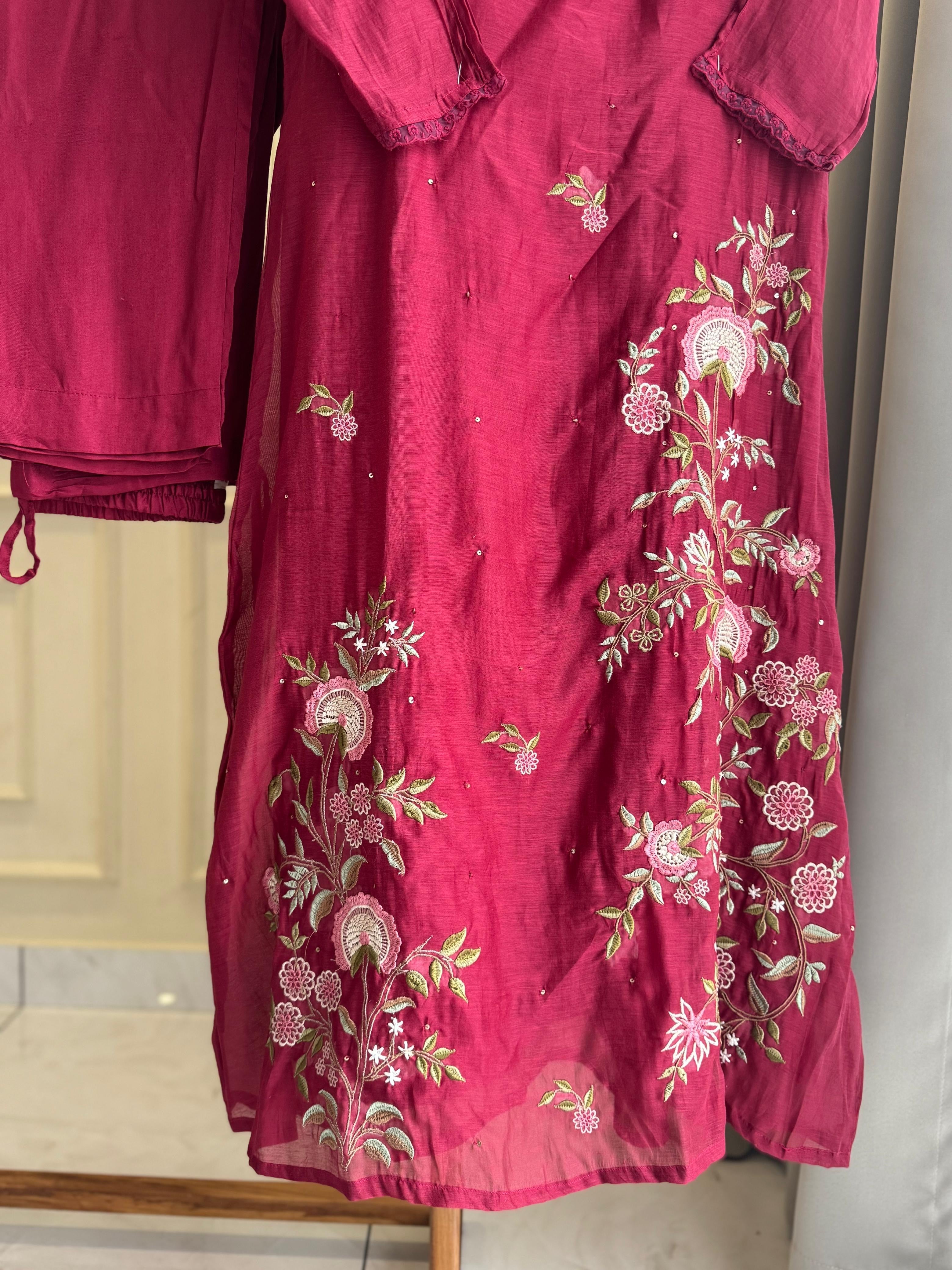 Premium mul chandheri embroidered  suit-4706