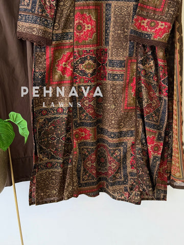 Ajrak Printed Three Piece Set