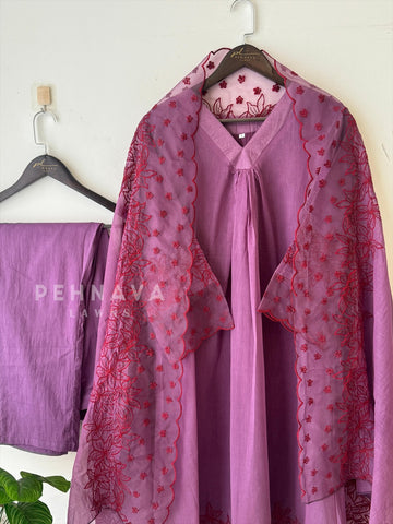 Organza Lace Chanderi Suit Set