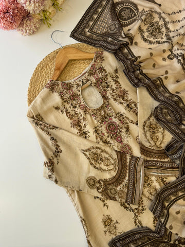 Premium Brown Paisley Print Kurta