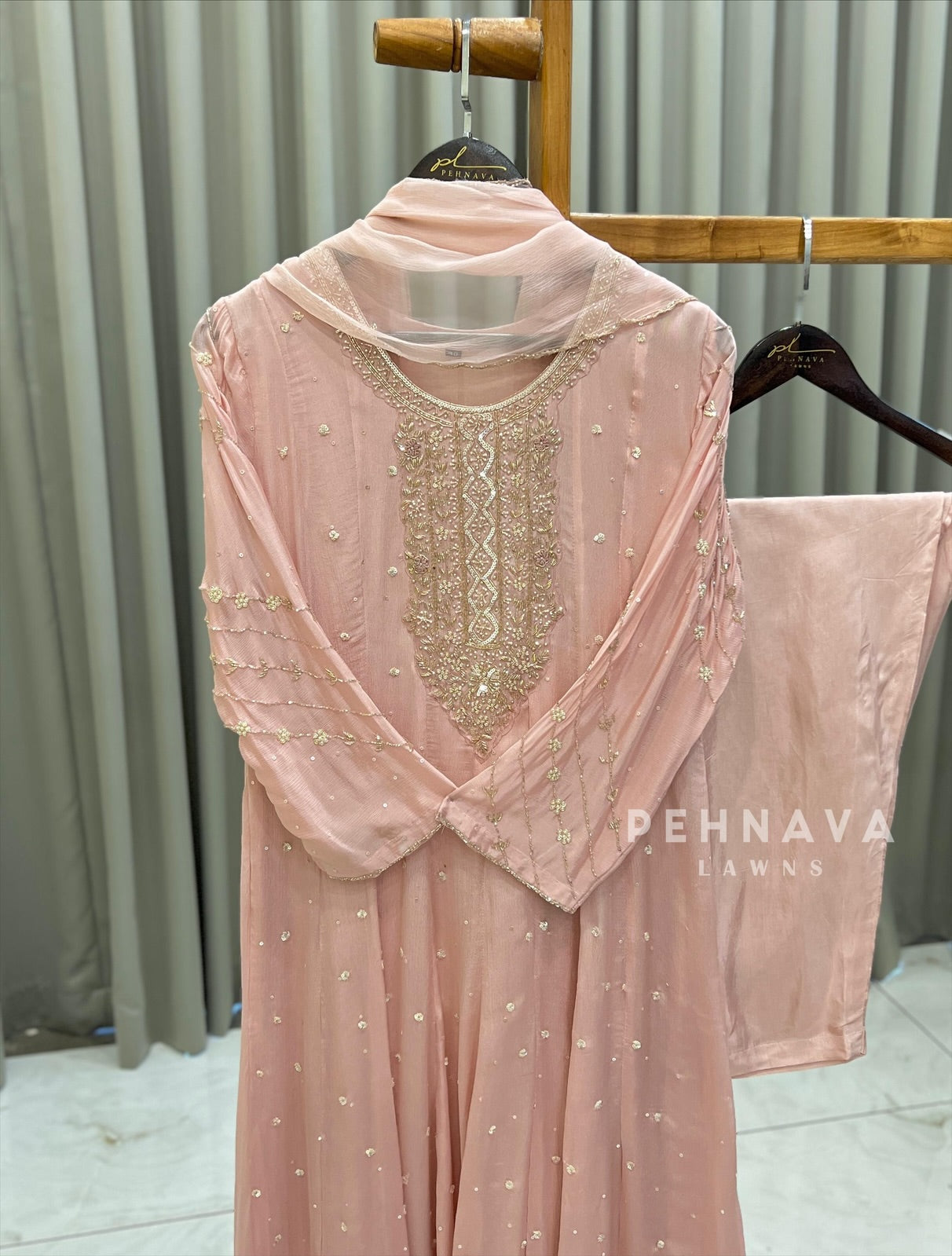 Beaded Neck Detail Suit - Pehnava Lawns